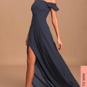 Lulu's Navy Blue/Polka Dot Dress Size S